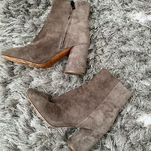 Taupe calfskin boots by Vince.